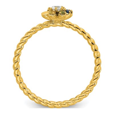 14K Yellow Gold 1/10 ct tw Diamond Birthstone Flower Ring – view 3