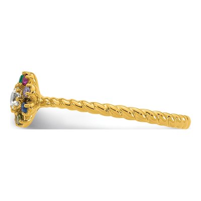 14K Yellow Gold 1/10 ct tw Diamond Birthstone Flower Ring – view 4