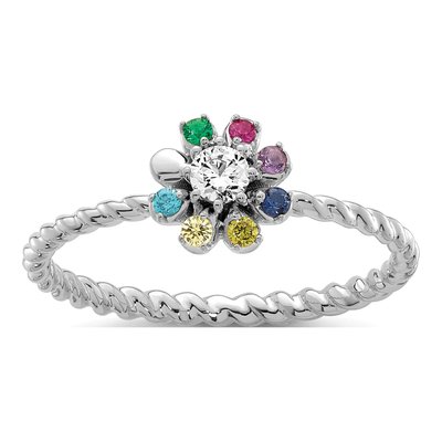 14K White Gold 7-Birthstone Mother's Ring Mounting – view 2
