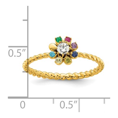 14K Yellow Gold 1/10 ct tw Diamond Birthstone Flower Ring – view 6
