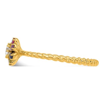 14K Yellow Gold 1/10 ct tw Diamond Birthstone Flower Ring – view 4