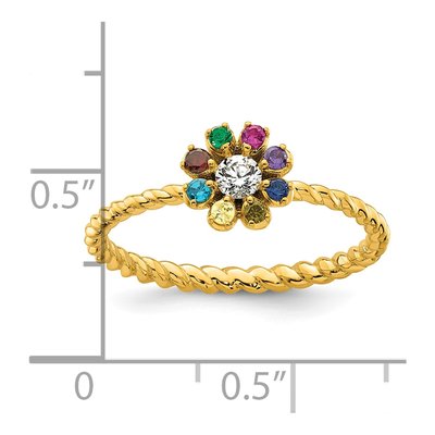 14K Yellow Gold 8-Birthstone Flower Ring Mounting – view 6
