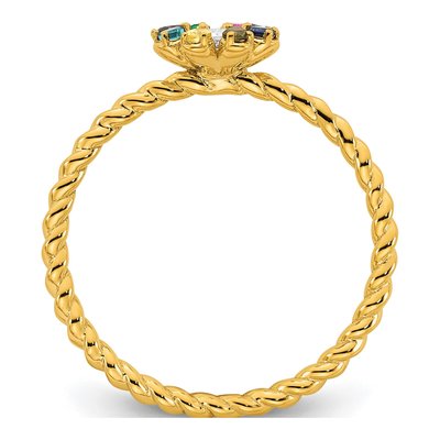 14K Yellow Gold 1/10 ct tw Diamond Birthstone Flower Ring – view 3