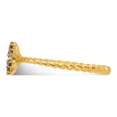 14K Yellow Gold 1/10 ct tw Diamond Birthstone Flower Ring – view 4