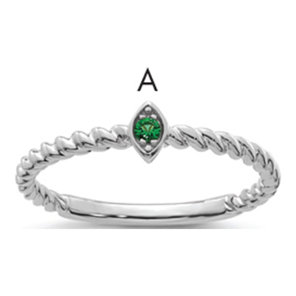 14K White Gold Rhodium-Plated 1 Genuine Birthstone Mother's Ring