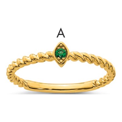 14K Yellow Gold Birthstone Mother's Ring