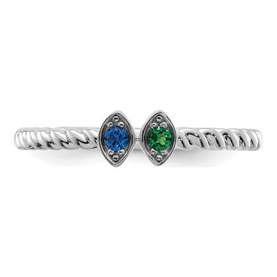 14K White Gold 2-Birthstone Mother's Ring Mounting – view 5