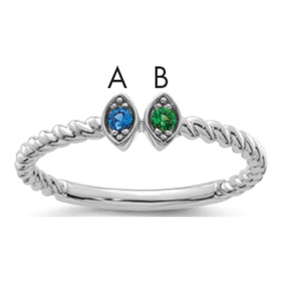14K White Gold 2-Stone Mother's Ring
