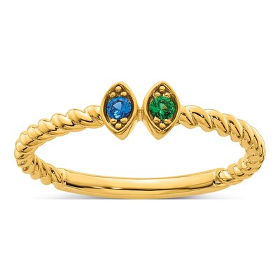 14K Yellow Gold 2-Stone Mother's Ring Mounting – view 2