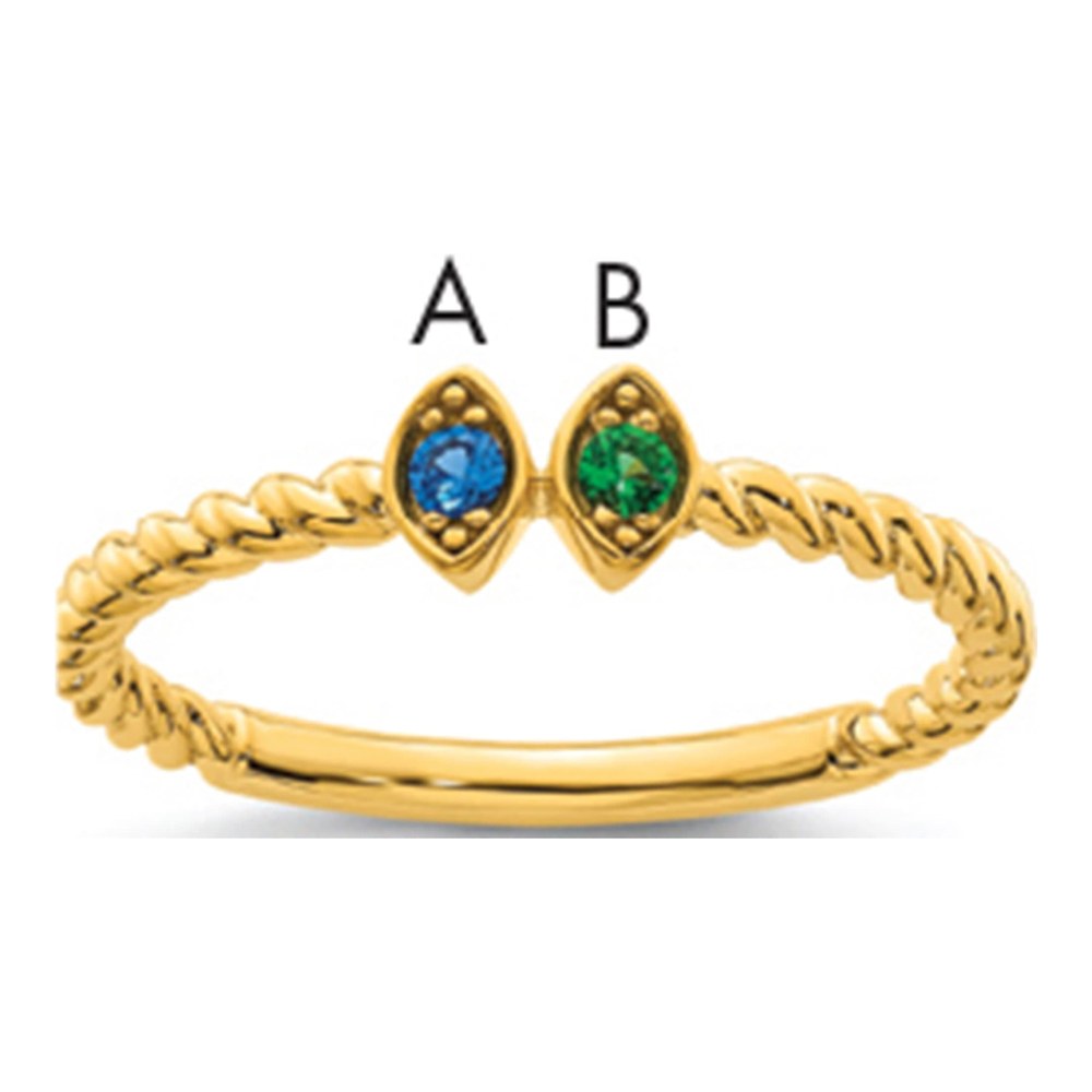 14K 2 Genuine Birthstone Mother's Ring
