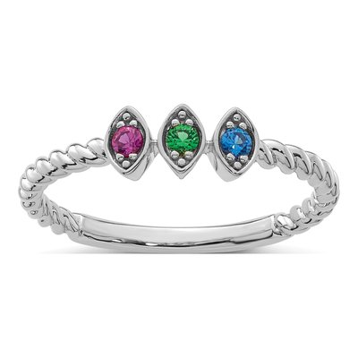 14K White Gold 3-Stone Mother's Ring Mounting – view 2
