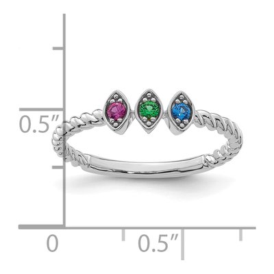 14K White Gold 3-Stone Mother's Ring – view 6