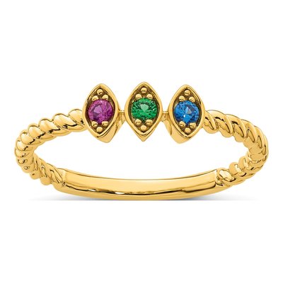 14K Yellow Gold 3-Birthstone Mother's Ring Mounting – view 2