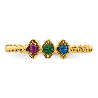14K Yellow Gold 3-Birthstone Mother's Ring Mounting – view 5