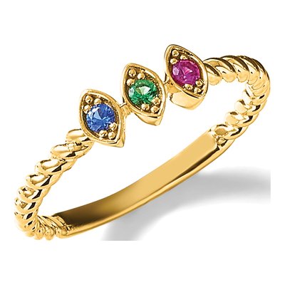 14K Yellow Gold 3-Birthstone Mother's Ring Mounting – view 7