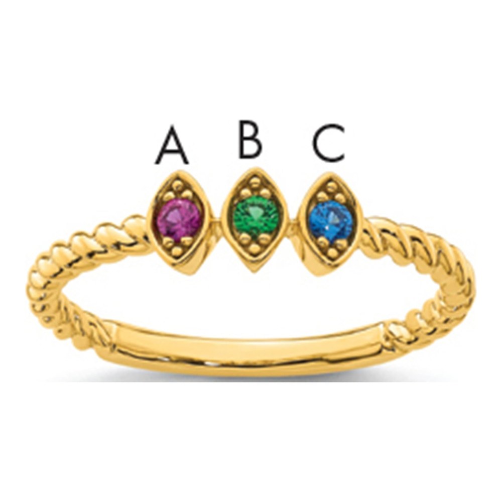 14K 3 Synthetic Birthstone Mother's Ring