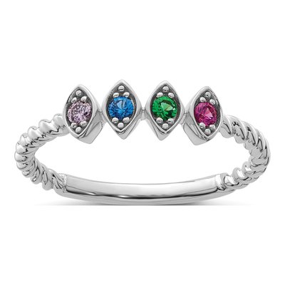 14K White Gold 4-Stone Mother's Ring – view 2