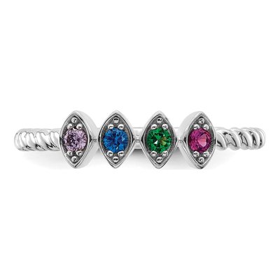 14K White Gold 4-Stone Mother's Ring – view 5