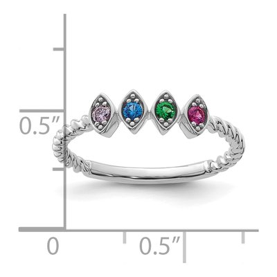 14K White Gold 4-Stone Mother's Ring – view 6