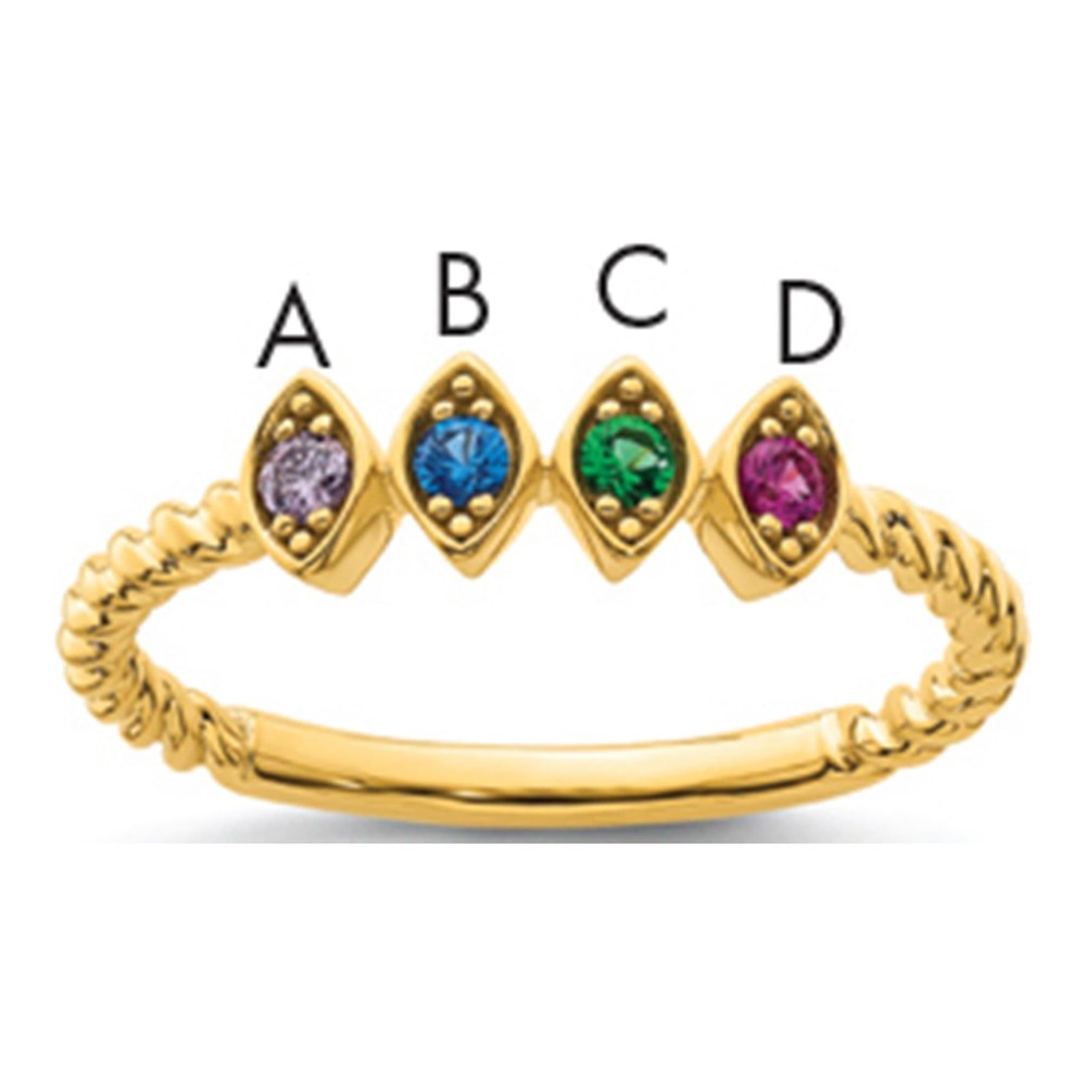 14K 4 Genuine Birthstone Mother's Ring