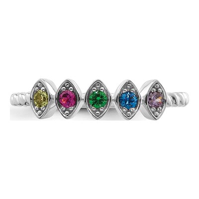 14K White Gold Mother's Ring – view 5