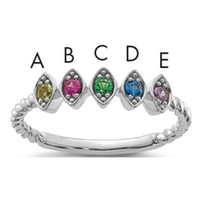 14K White Gold Mother's Ring