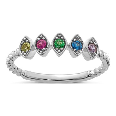 14K White Gold 5-Stone Mother's Ring – view 2