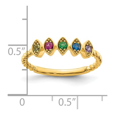 14K Yellow Gold 5-Birthstone Mother's Ring Mounting – view 6