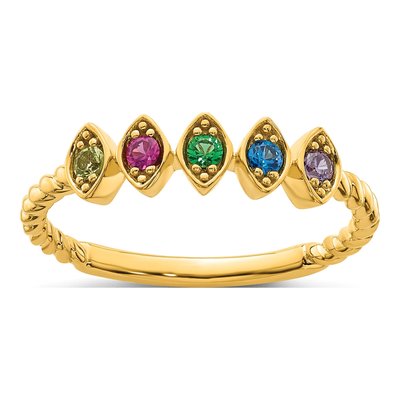 14K Yellow Gold 5-Stone Birthstone Mother's Ring – view 2