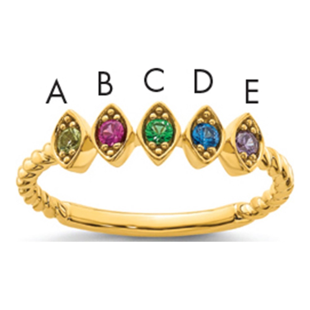 14K 5 Synthetic Birthstone Mother's Ring