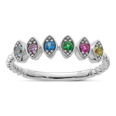 14K White Gold 6-Stone Mother's Ring Mounting – view 2