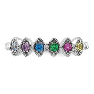 14K White Gold 6-Stone Mother's Ring – view 5