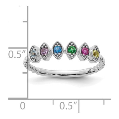 14K White Gold 6-Stone Mother's Ring – view 6