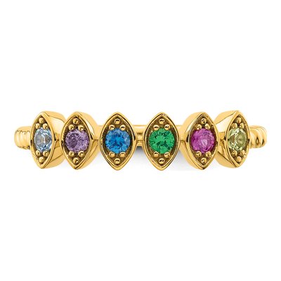 14K Yellow Gold 6-Stone Mother's Ring Mounting – view 5