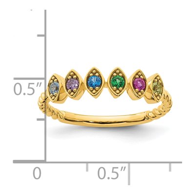 14K Yellow Gold 6-Stone Mother's Ring Mounting – view 6