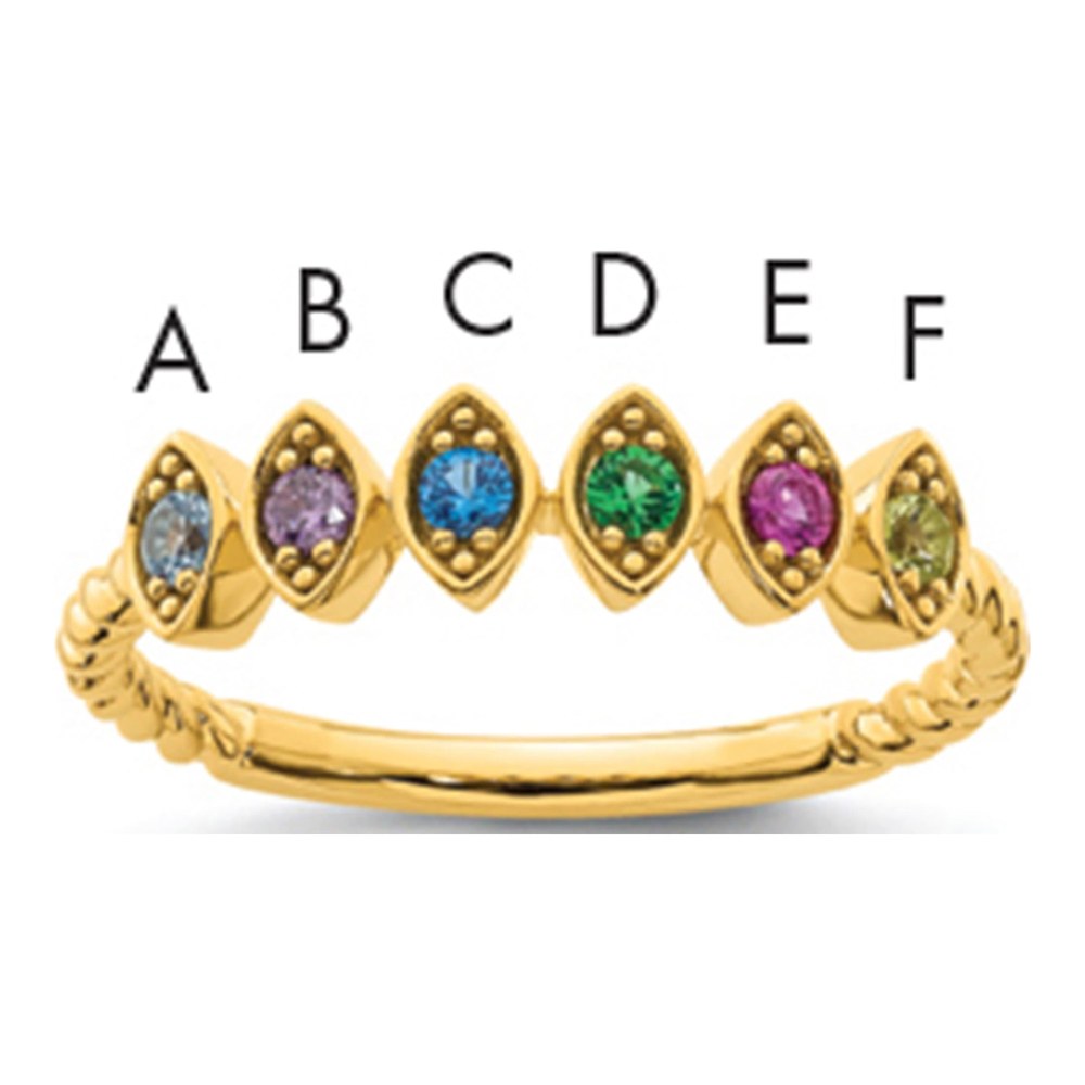14K 6 Genuine Birthstone Mother's Ring