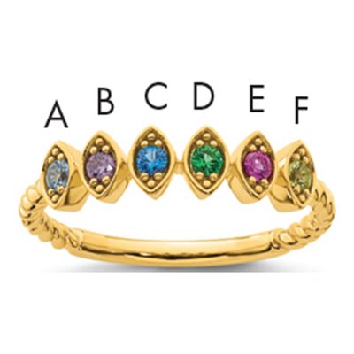 14K Yellow Gold 6-Stone Mother's Ring