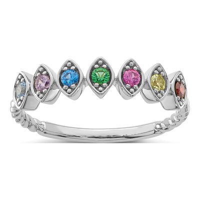 14K White Gold Mother's Ring – view 2