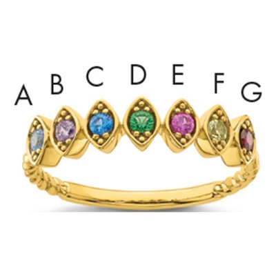 14K Yellow Gold 7-Stone Mother's Ring Mounting