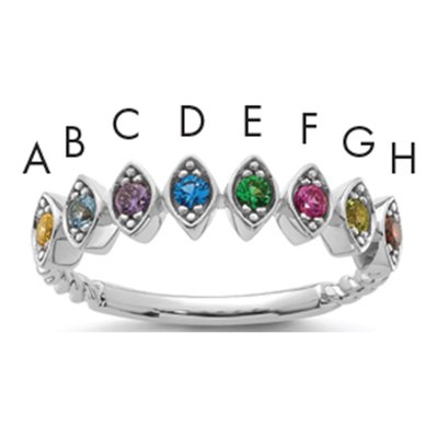 14K White Gold Mother's Ring