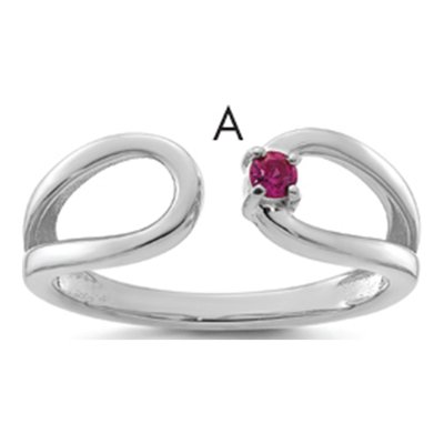 14K White Gold Birthstone Mother's Wrap Ring