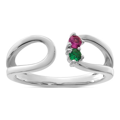 14K White Gold Birthstone Mother's Wrap Ring – view 2