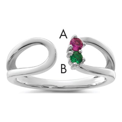 14K White Gold Birthstone Mother's Wrap Ring