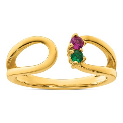 14K Yellow Gold Birthstone Mother's Wrap Ring – view 2