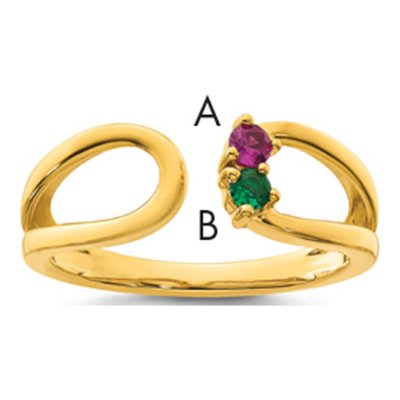 14K Yellow Gold Birthstone Mother's Wrap Ring