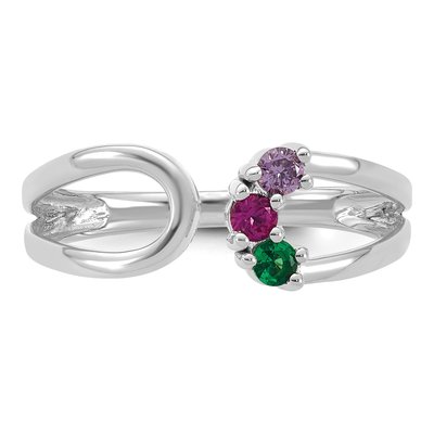 14K White Gold Birthstone Mother's Wrap Ring – view 5