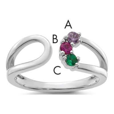 14K White Gold Birthstone Mother's Wrap Ring
