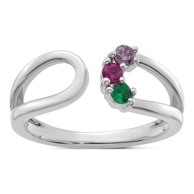 14K White Gold Birthstone Mother's Wrap Ring – view 2