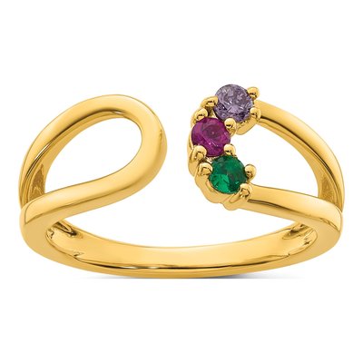 14K Yellow Gold 3-Stone Mother's Ring Mounting – view 2