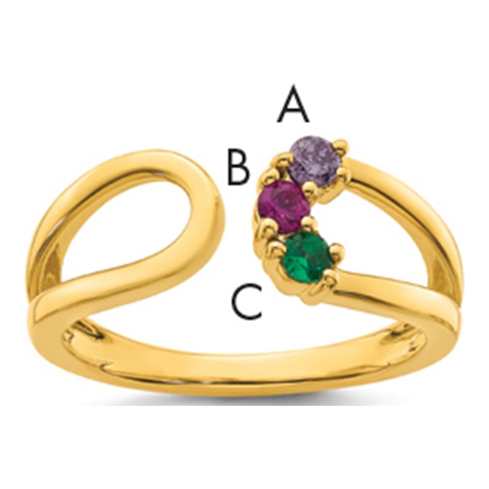 14K 3 Genuine Birthstone Mother's Wrap Ring